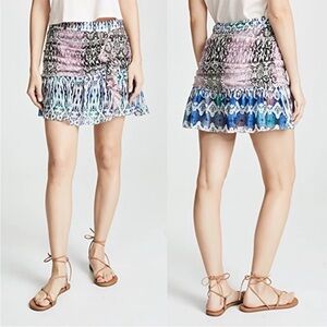 RAMY BROOK Estee 100% silk Flounce Mini Skirt Multi Blush in Size 4 Designer